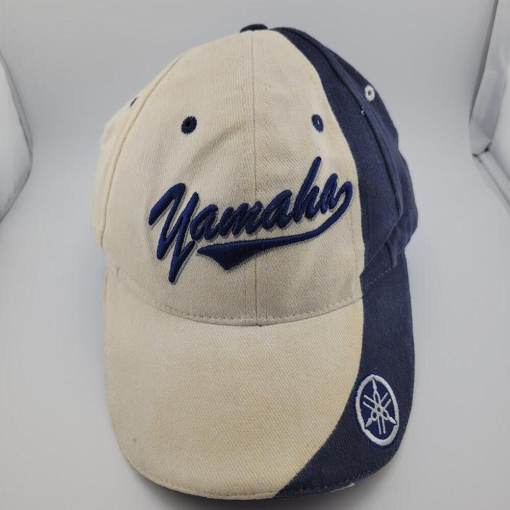 Yamaha Hat Cap Strap Back Blue White Embroidered Two Tone Motorcycle Racing Mens